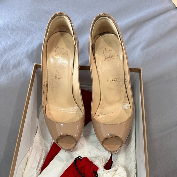Christian Louboutin Banane 140 mm nude platform heels size 37.5 - Picture 2 of 8